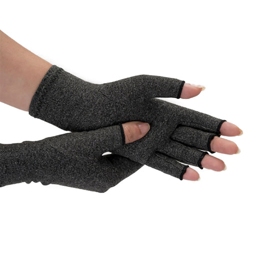 Gray compression gloves for carpal tunnel are great hand care products, since they help to improve blood flow and reduce swelling. These compression gloves can also be called compression gloves for arthritis and compression fingerless gloves.