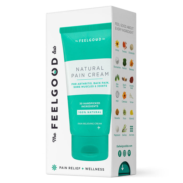 Feel Good Labs, 50 mL, natural pain relief cream is the best pain relief cream on the market because it is a natural anti-inflammatory cream, and only has all natural ingredients that you can read about right on the box.