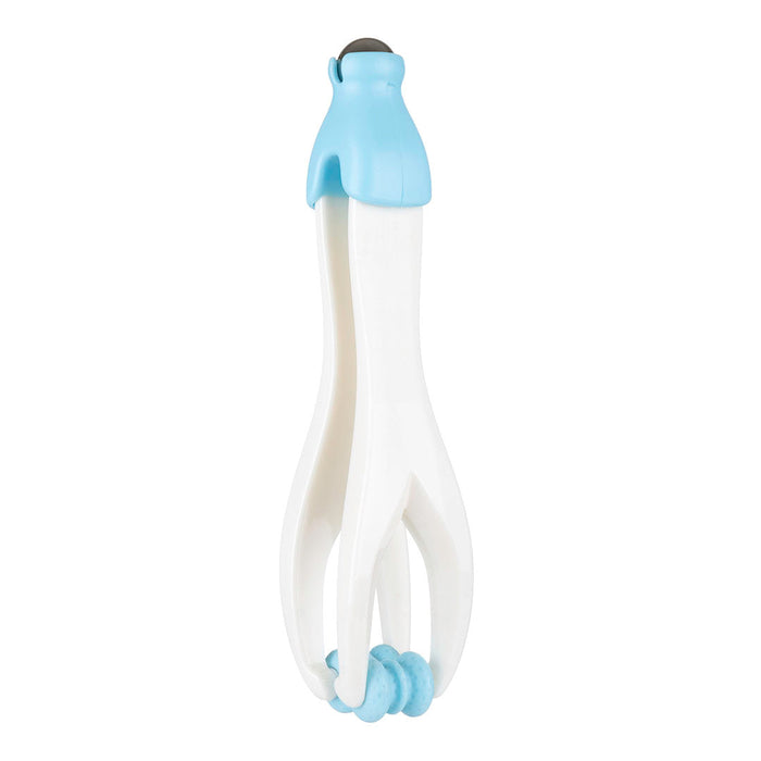 The Jamber Thumb and Finger Hand Massager.  One end has a steel ball, and the other end has silicone rollers.  This allows you to give yourself a hand massage effortlessly.